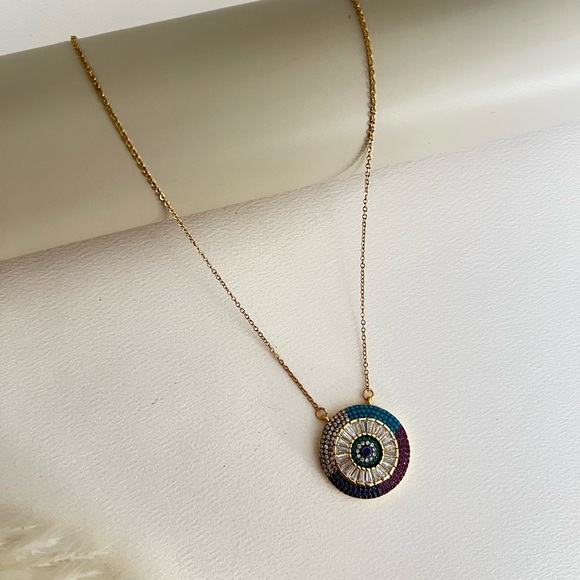Elegant Evil Eye Necklace - Zircon Old Money Aesthetic Necklace - Picture 1 of 8